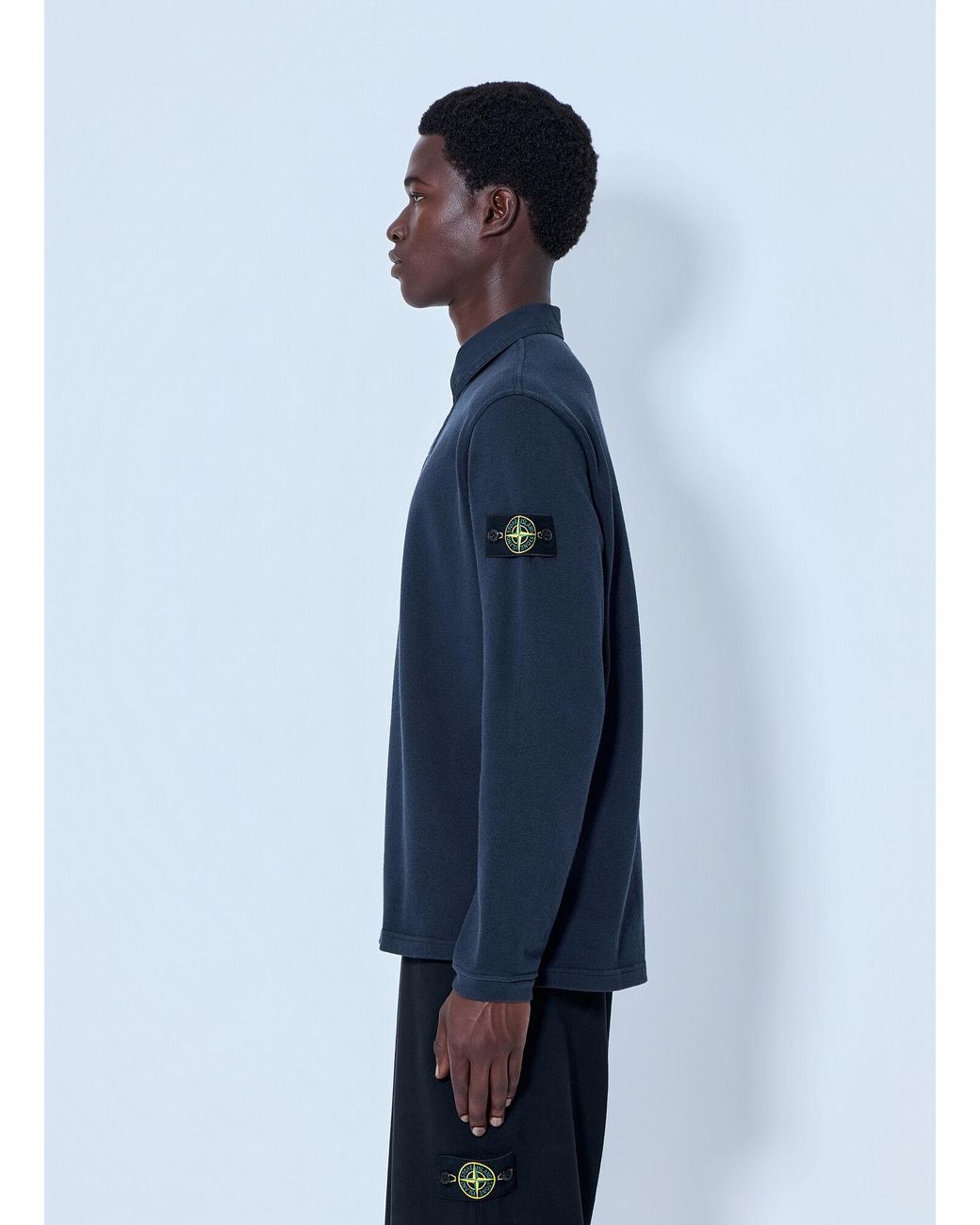 Stone Island Blue Long Sleeve Polo Shirt for men
