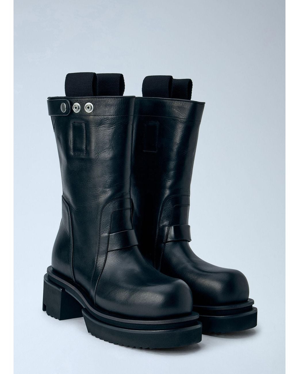 Rick Owens Blue Pull On Bogun Leather Boots