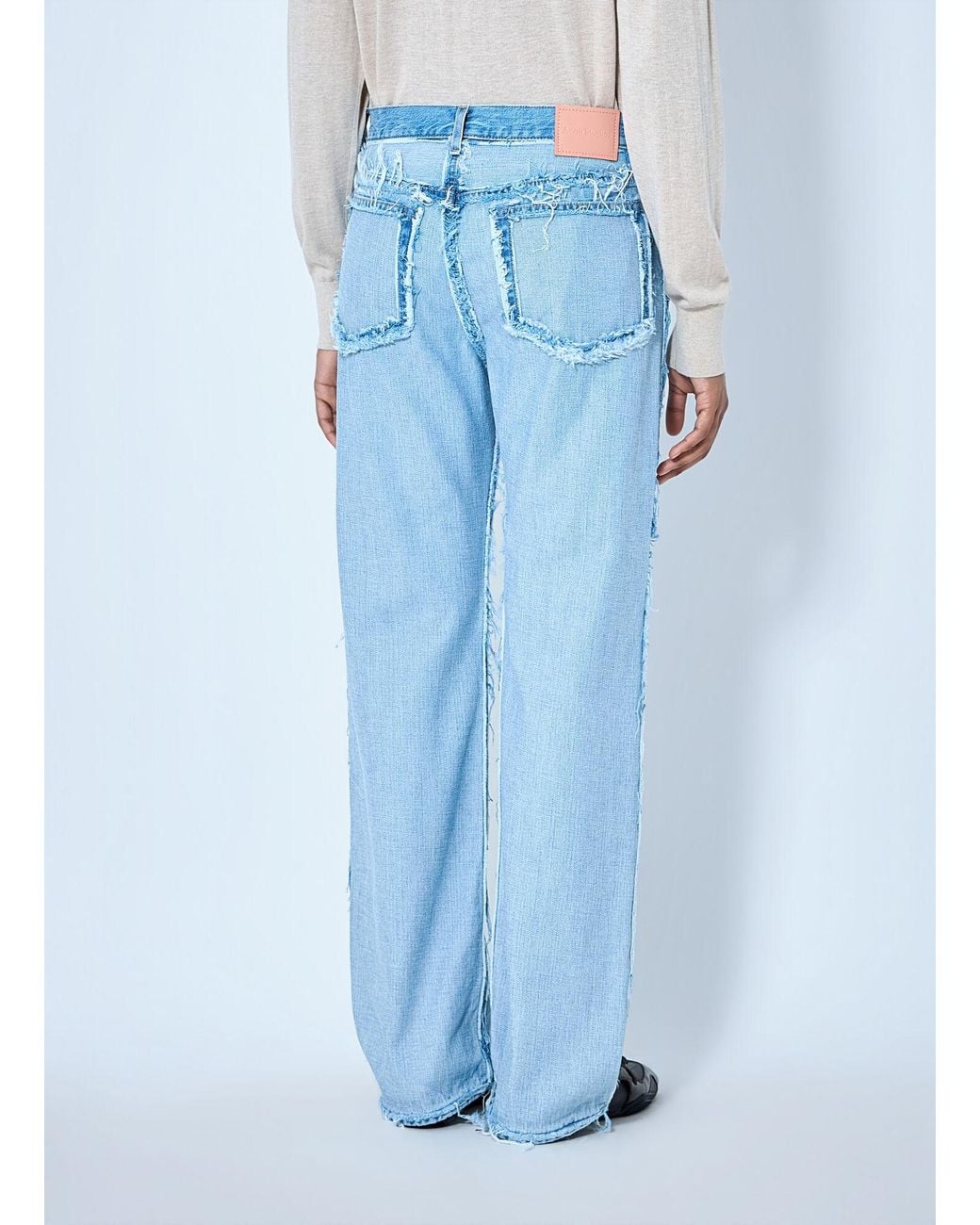 Acne Blue Frayed Denim Jeans