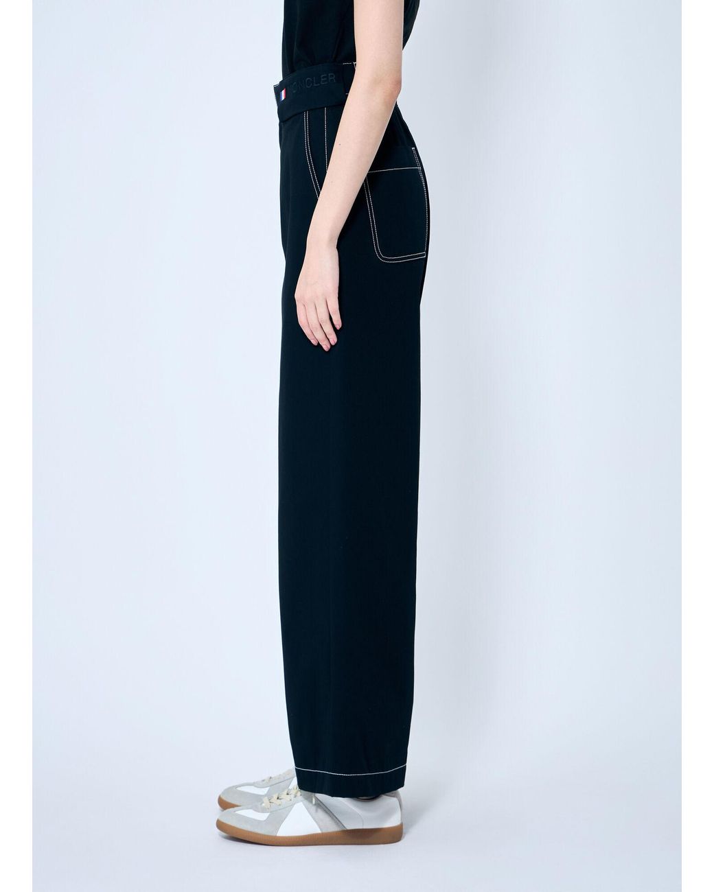 8 MONCLER PALM ANGELS Blue Wide-Leg Pants