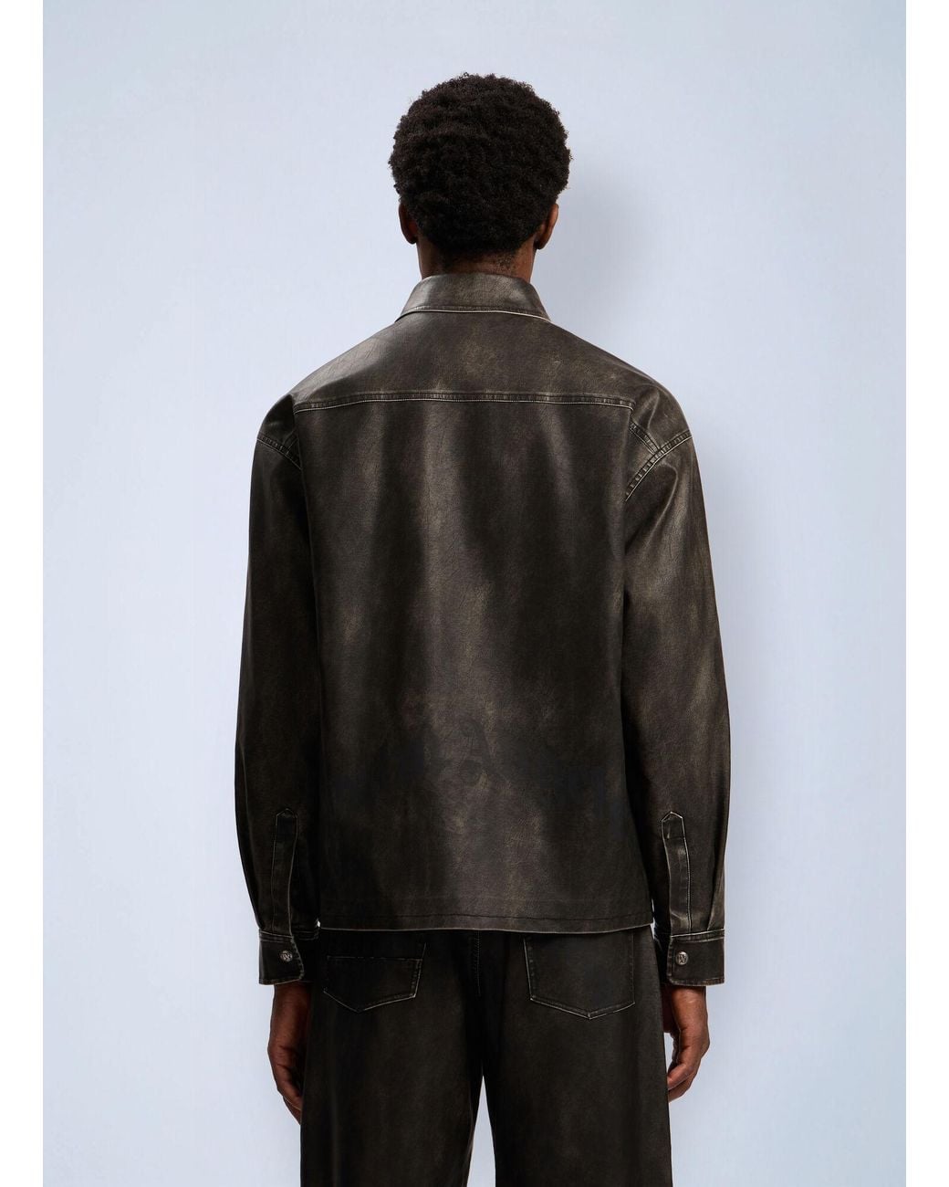 Palm Angels Black Curved Logo Coated Overshirt for men