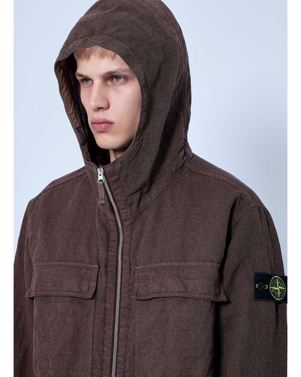 Stone Island Brown Hooded Zip Jacket for men