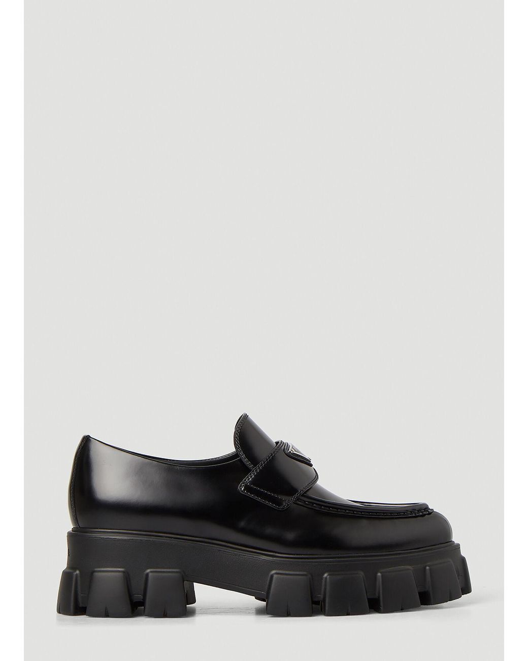 Prada Pointed Toe Monolith Loafers in Black | Lyst