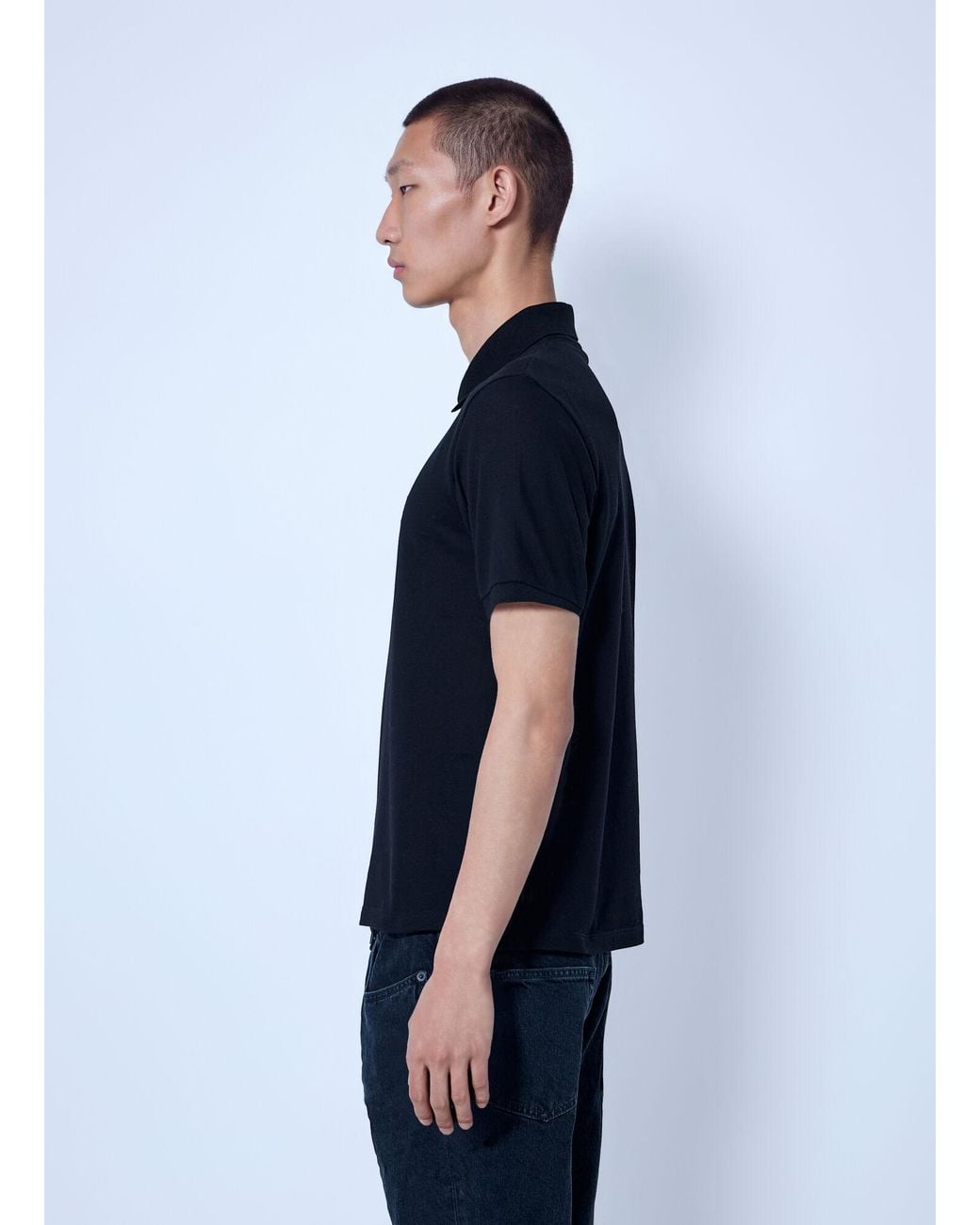 Saint Laurent Blue Embroidered Logo Polo Shirt for men