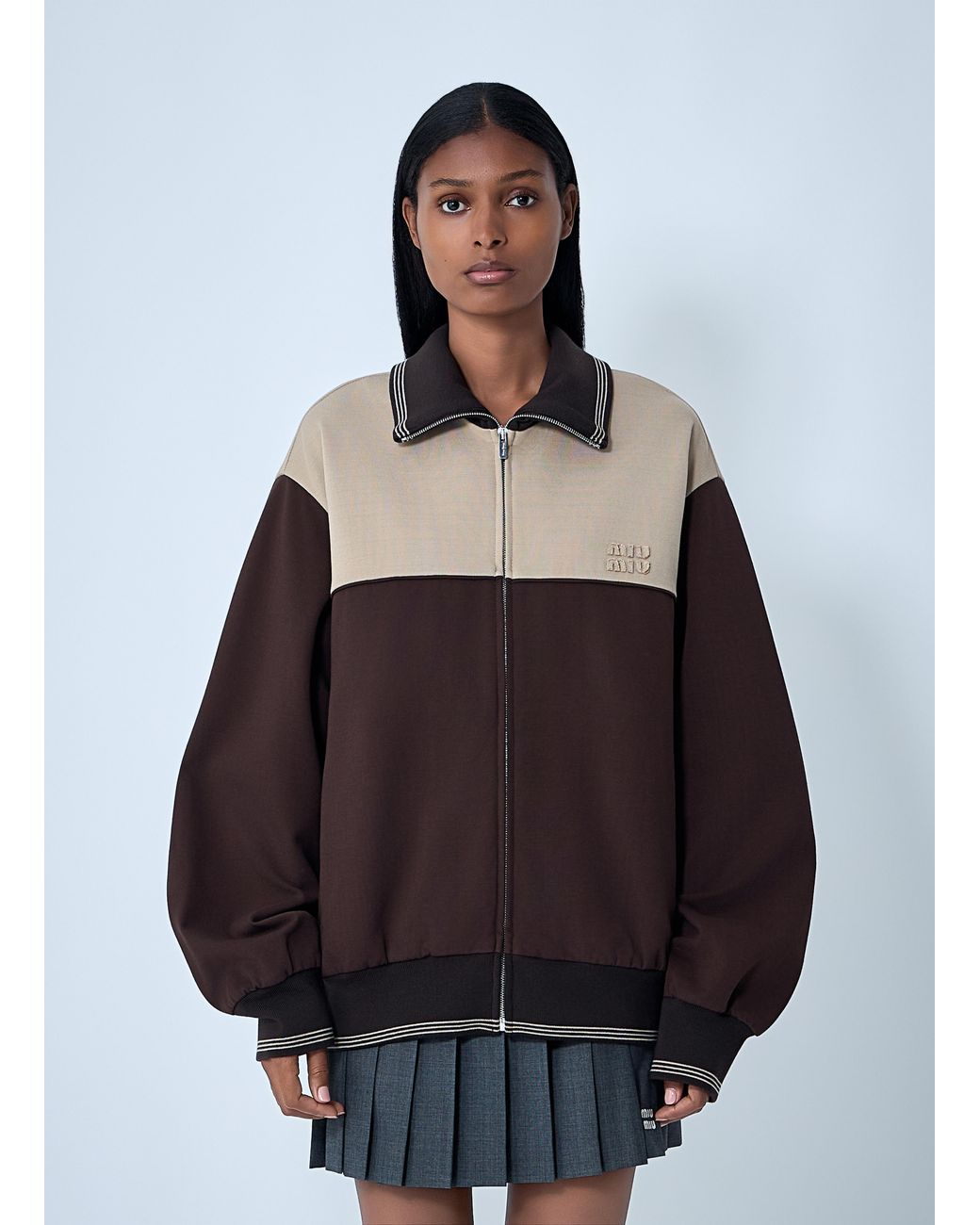 Miu Miu Gray Contrast Panel Jacket