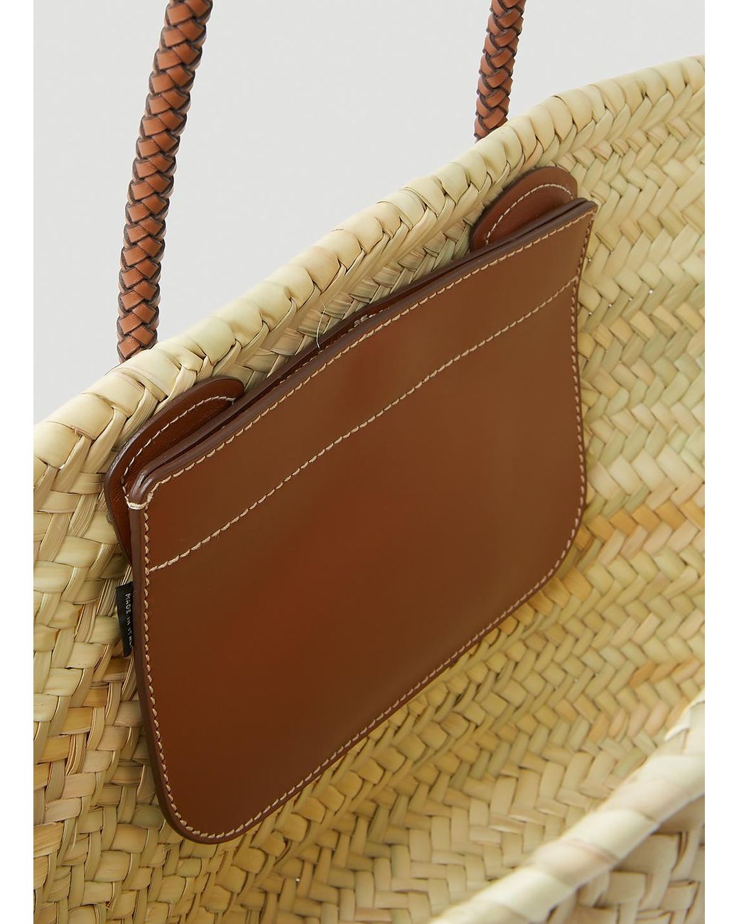 Palmette - Brown Leather Straw Bag