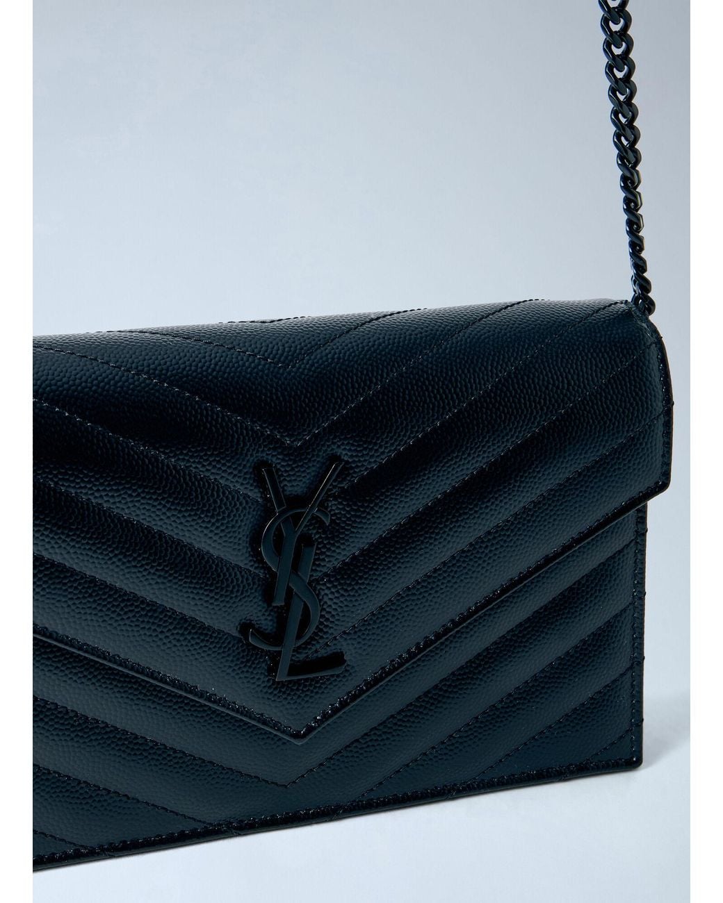 Saint Laurent Blue Cassandre Envelope Chain Wallet