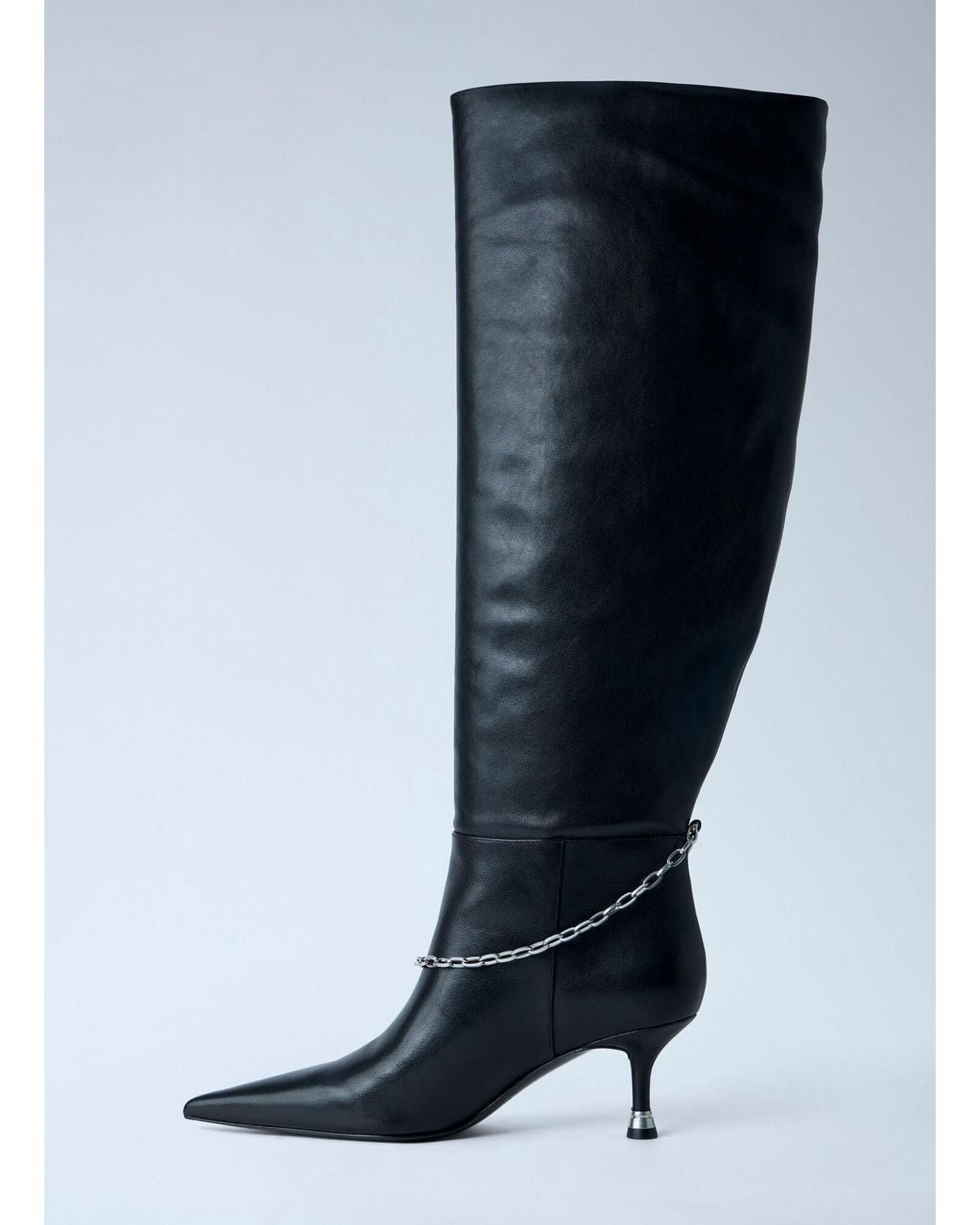 Alexander Wang Blue Chain Detail Knee-High Leather Boots