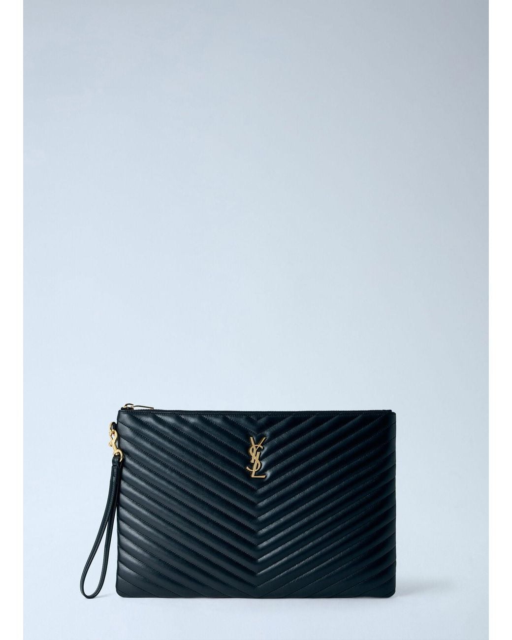 Saint Laurent Blue Cassandre Matelassé Document Holder
