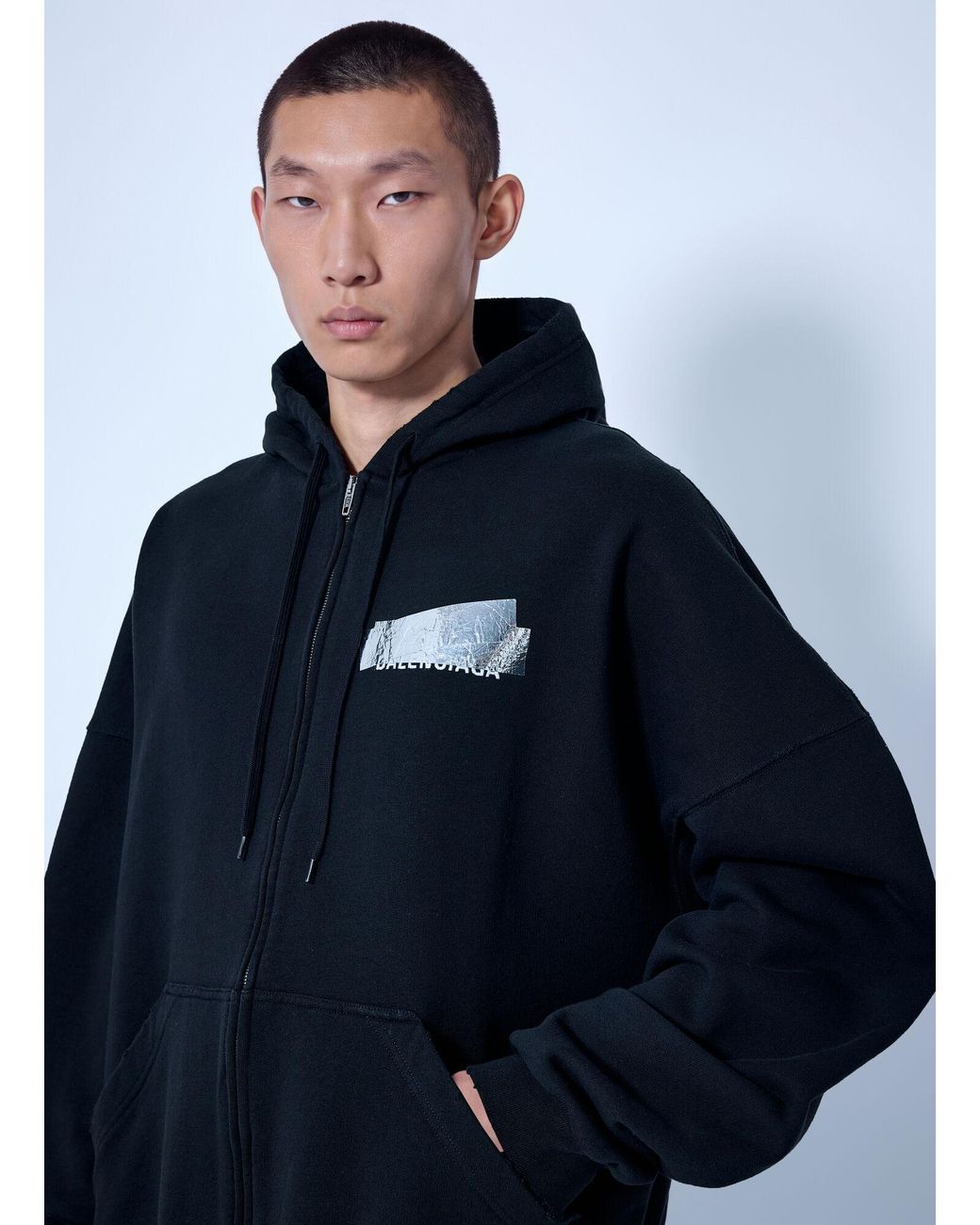 Balenciaga Blue Large Zip-Up Hoodie for men
