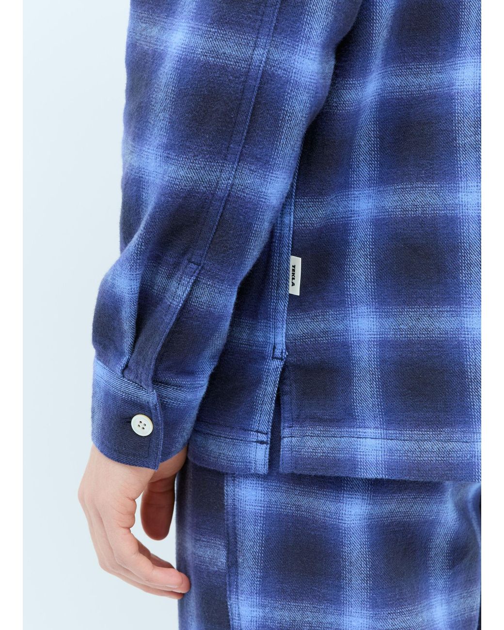 Tekla Blue Plaid Pyjama Shirt