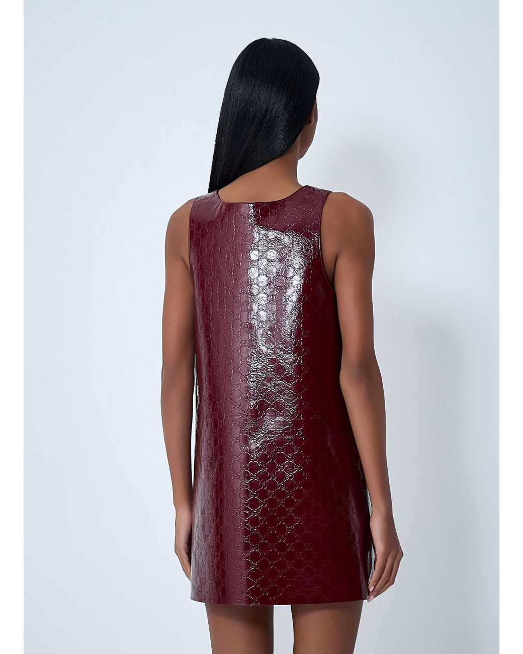 Gucci Leather Mini Dress in Purple