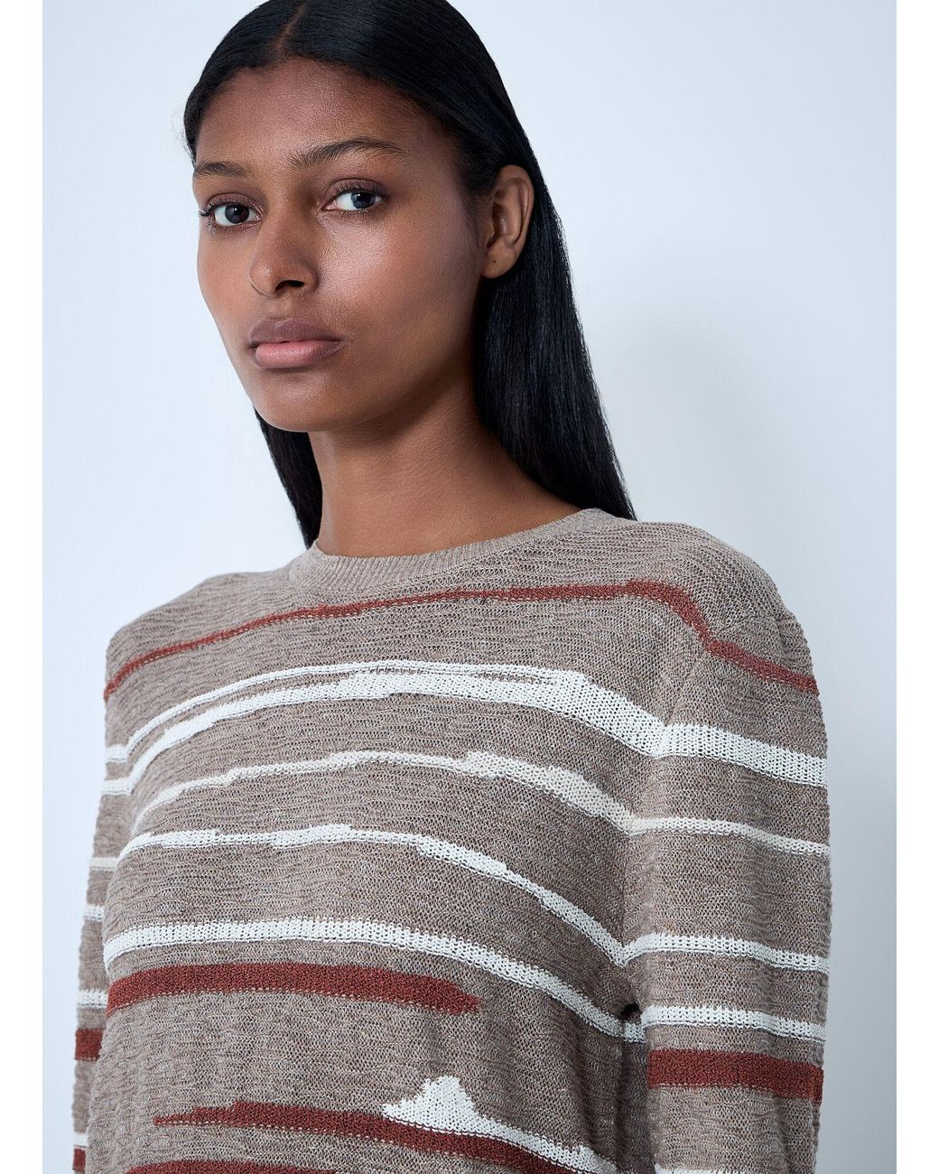 Bottega Veneta Gray Linen-And-Cotton Sweater