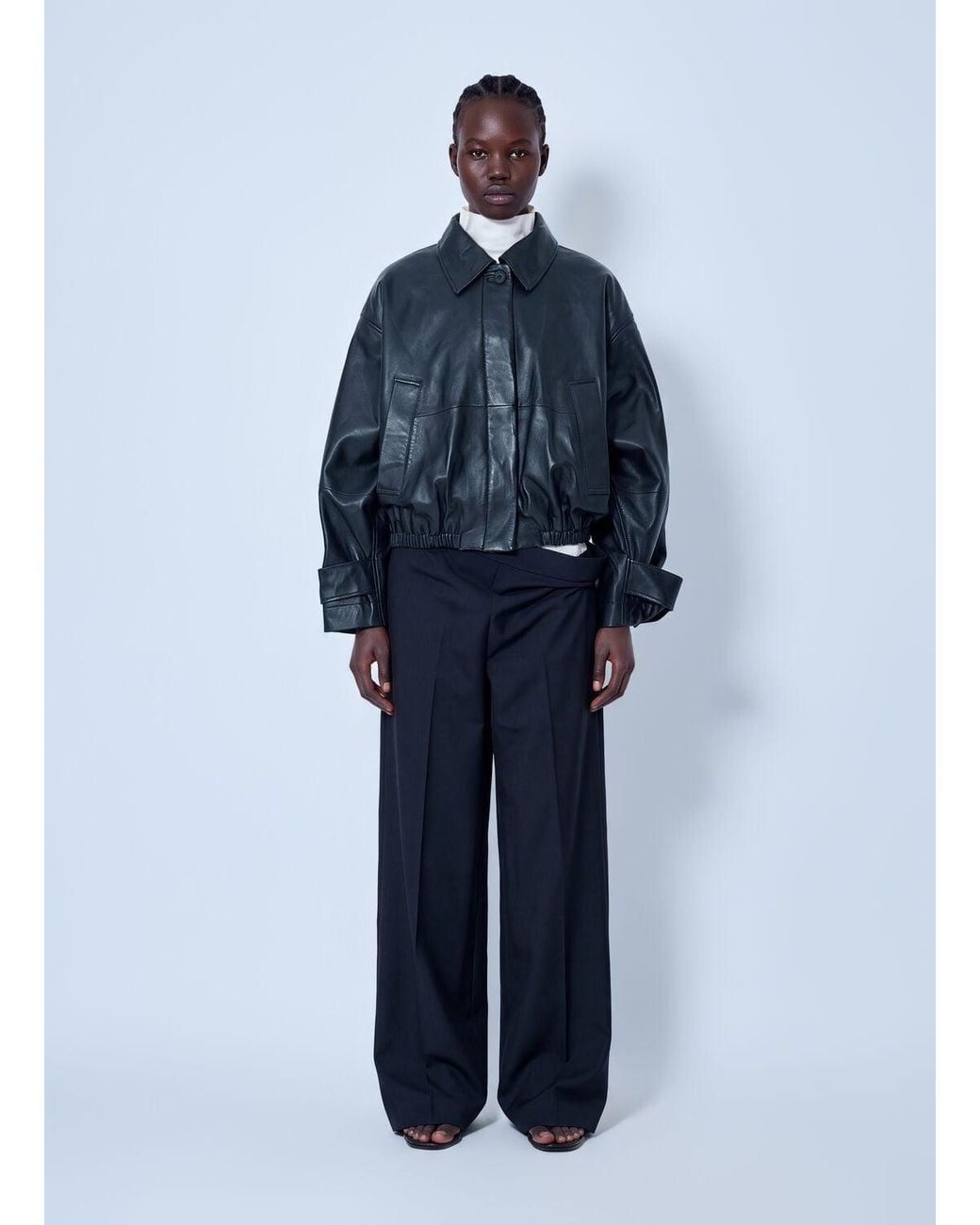 Rohe Blue Leather Blouson Jacket