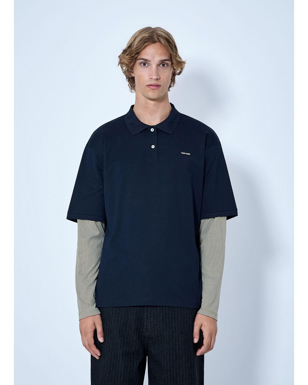 Miu Miu Blue Buttoned Polo Shirt