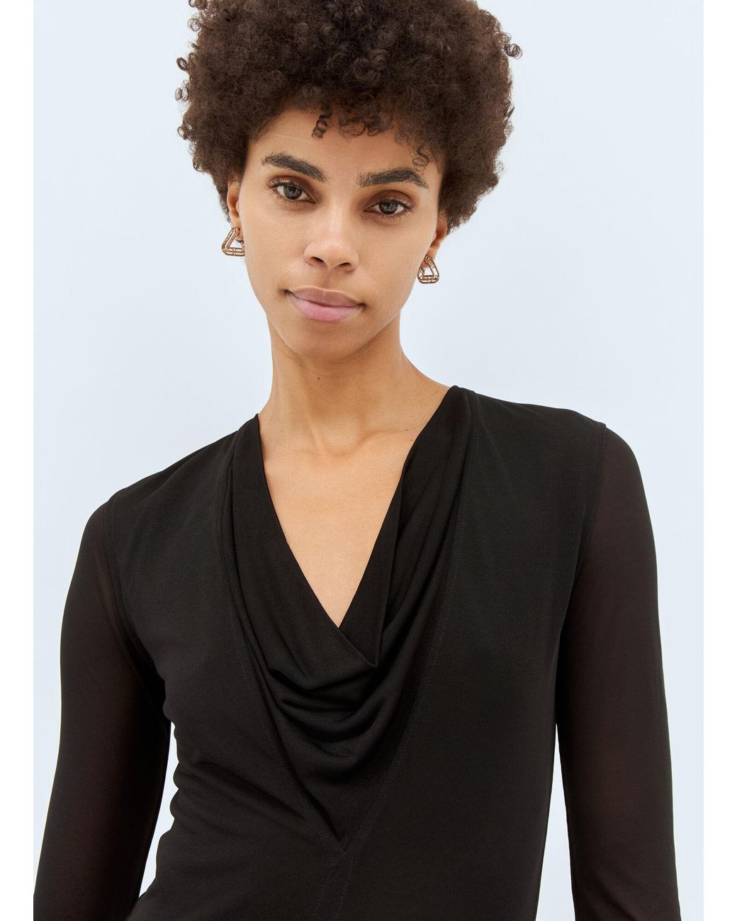 Totême Black Draped V-Neck Maxi Dress