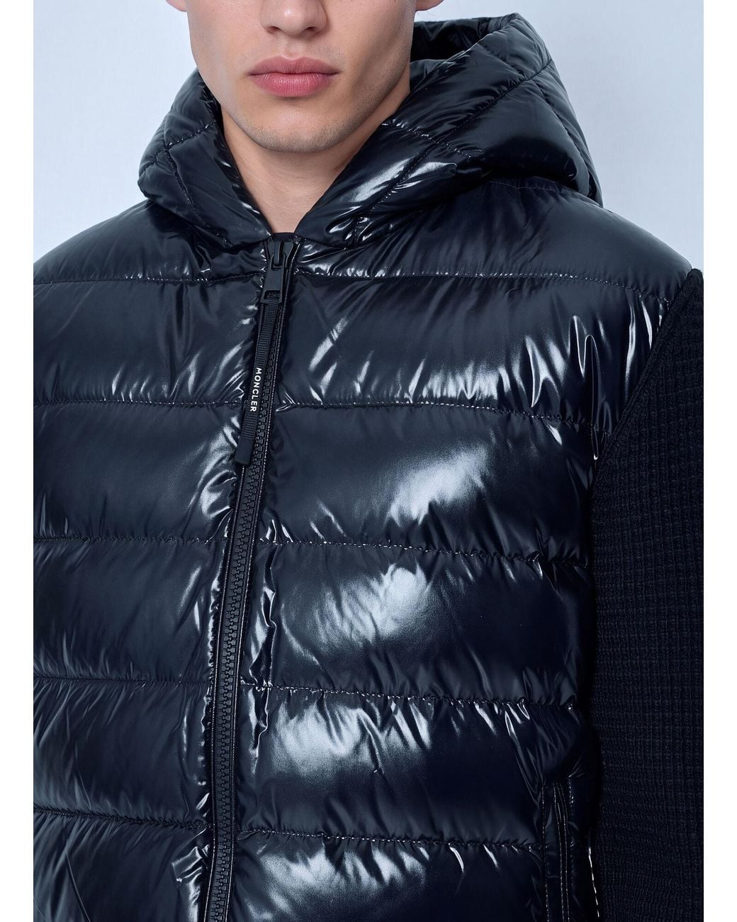 Moncler Blue Cashmere & Wool Blend Padded Zip-up Cardigan for men