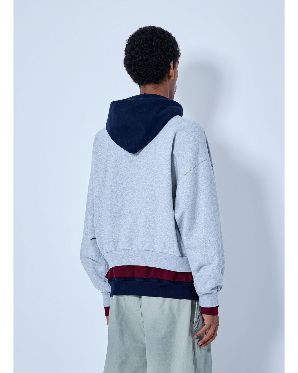 Balenciaga Blue Layered Hoodie With Embroidered Logo for men