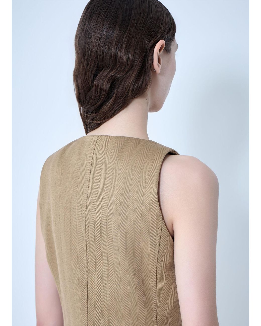 Max Mara Natural Tailored Vest With Button Fastening