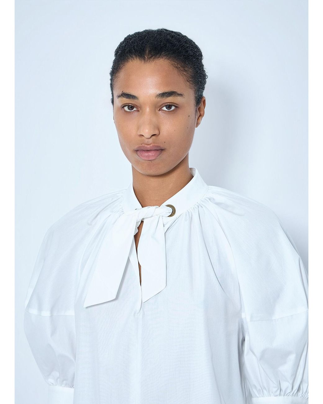 Max Mara White Tie-Neck Blouse