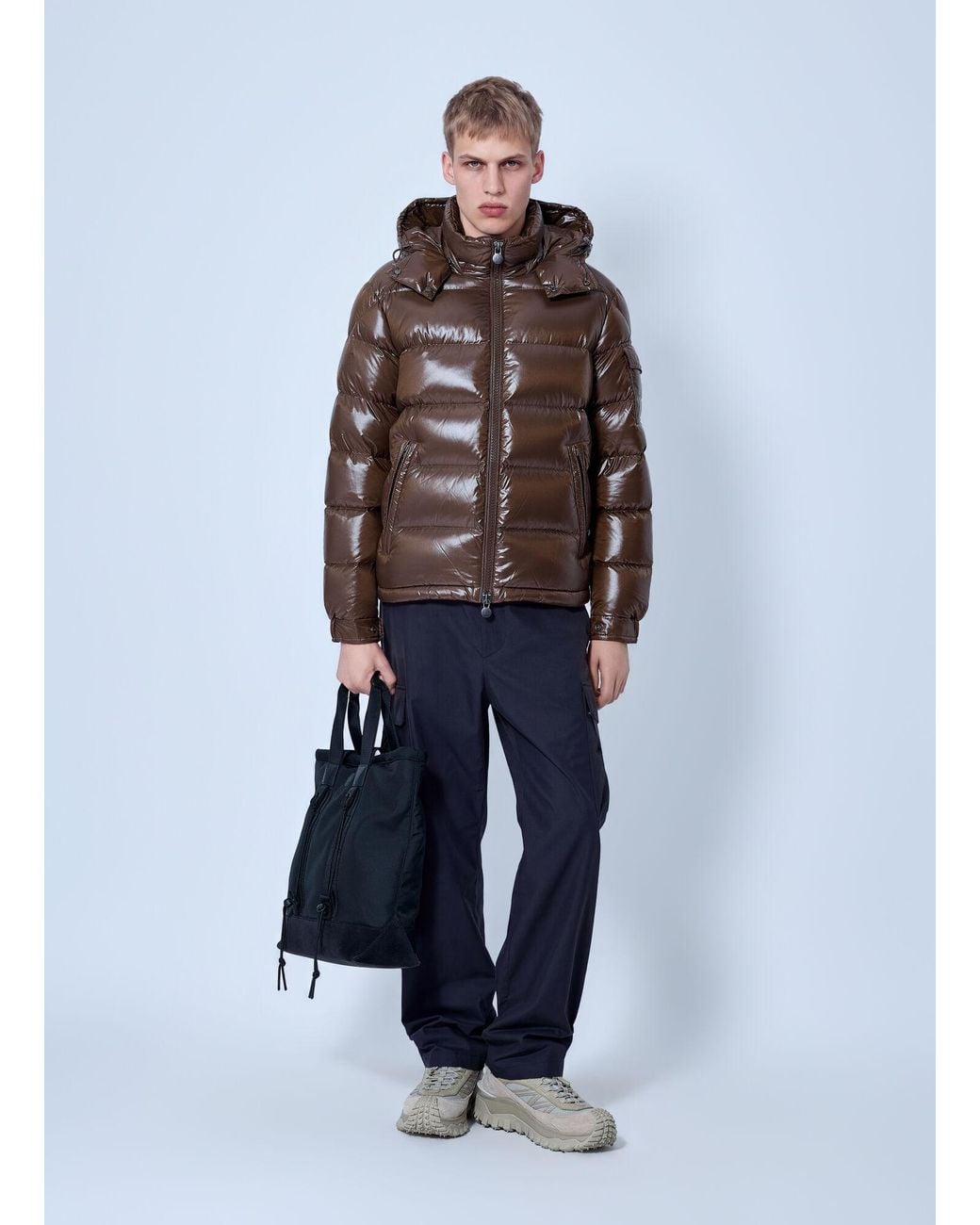 Moncler Brown Maya Hooded Short Down Jacket for men