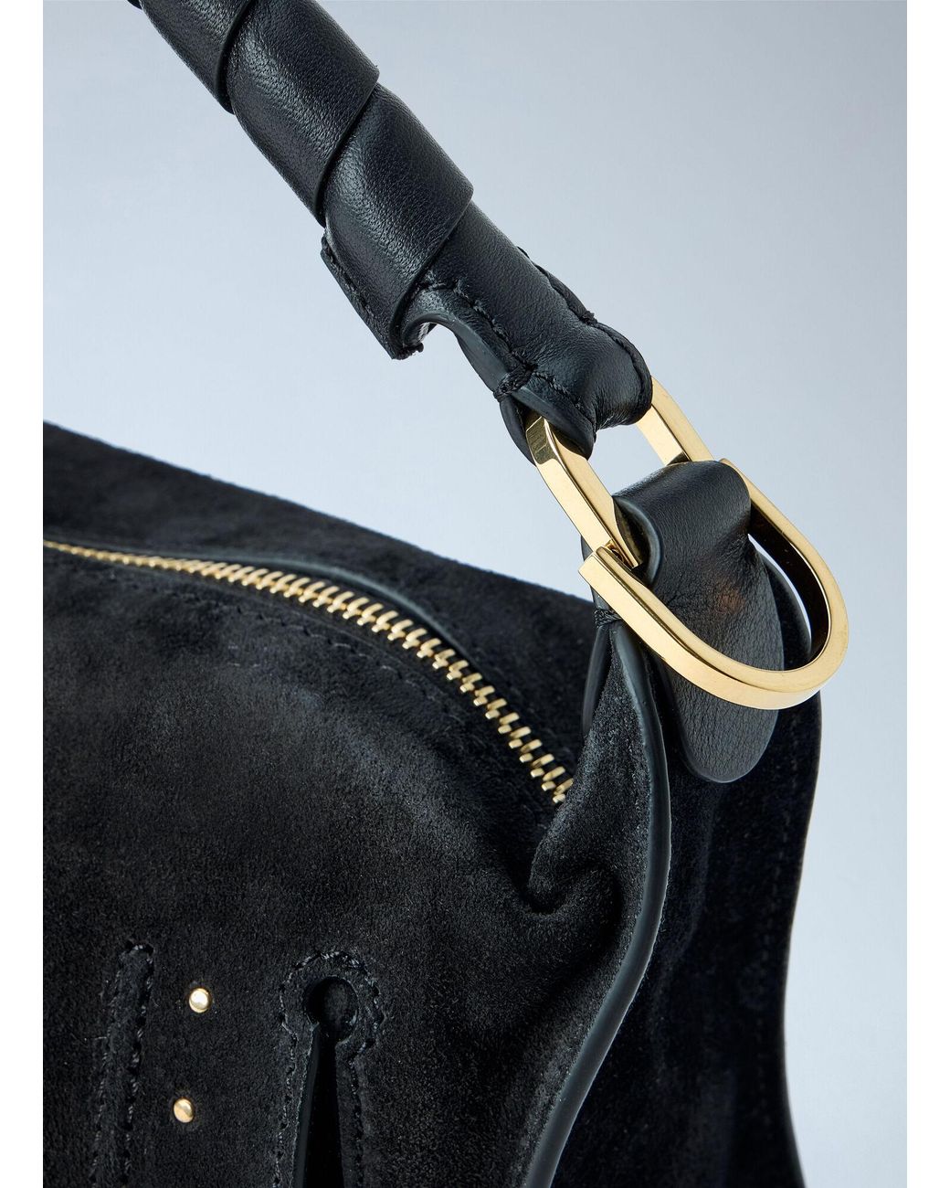 Chloé Blue Chloé Marcie Medium Studded Suede Shoulder Bag