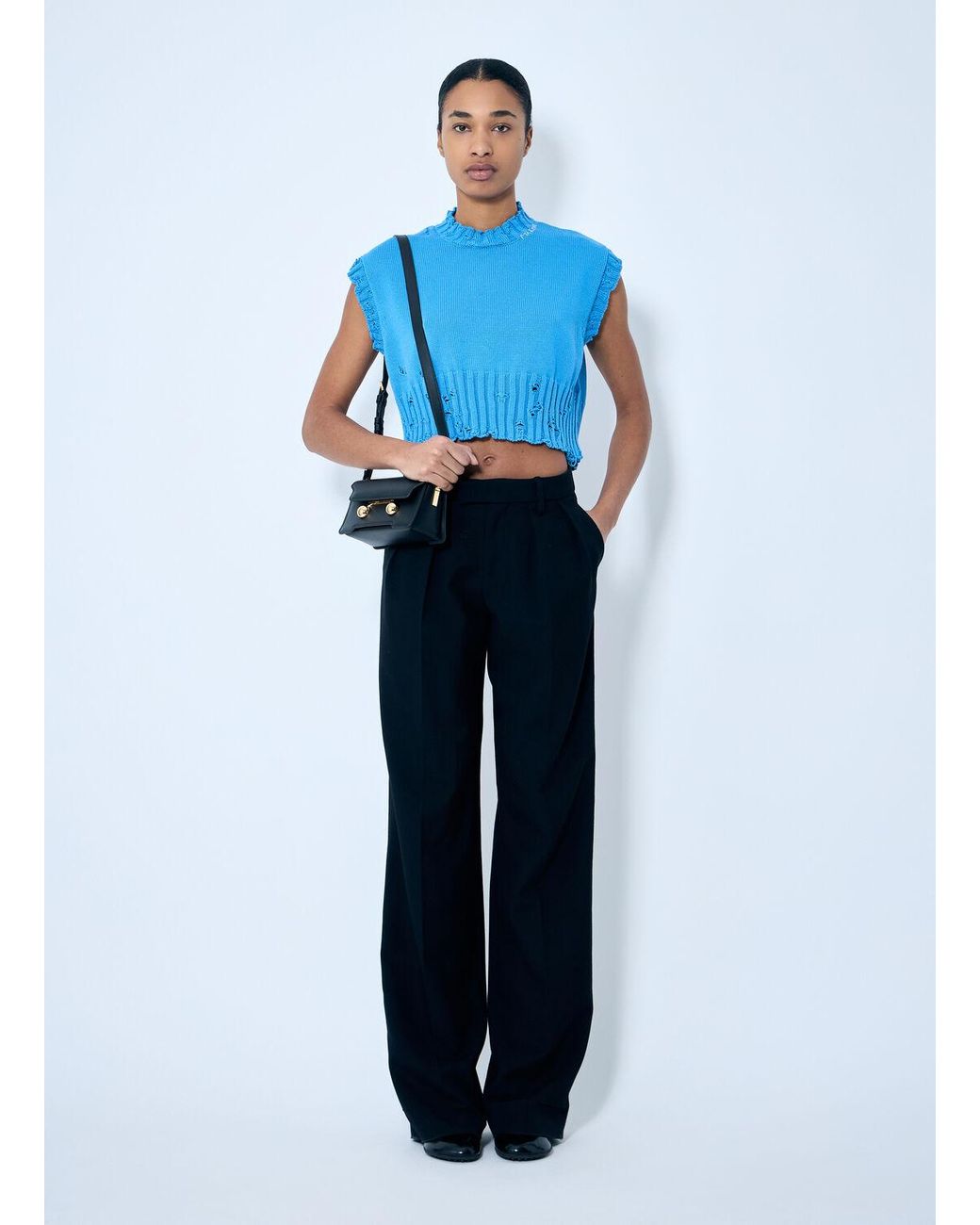 Marni Distressed Knit Vest in Blue | Lyst