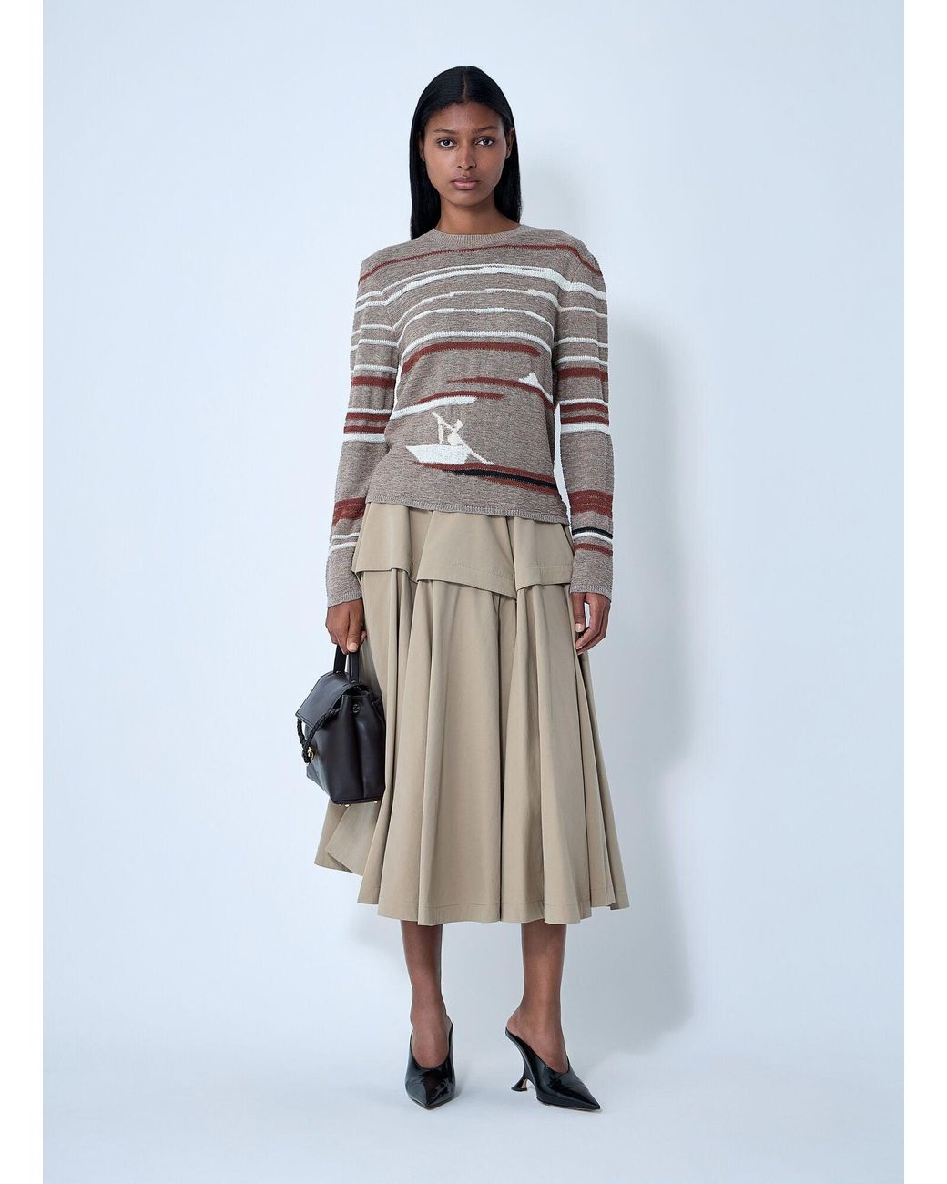 Bottega Veneta Gray Linen-And-Cotton Sweater