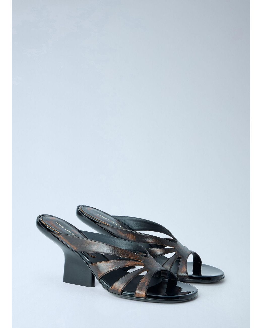 Dries Van Noten Gray Strappy Block Heel Sandals