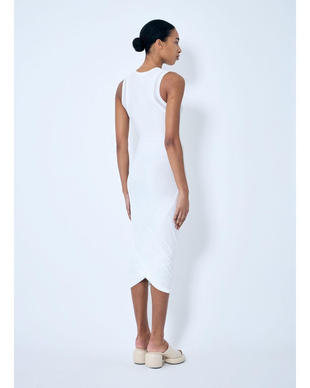 Jil Sander White Layered Midi Dress