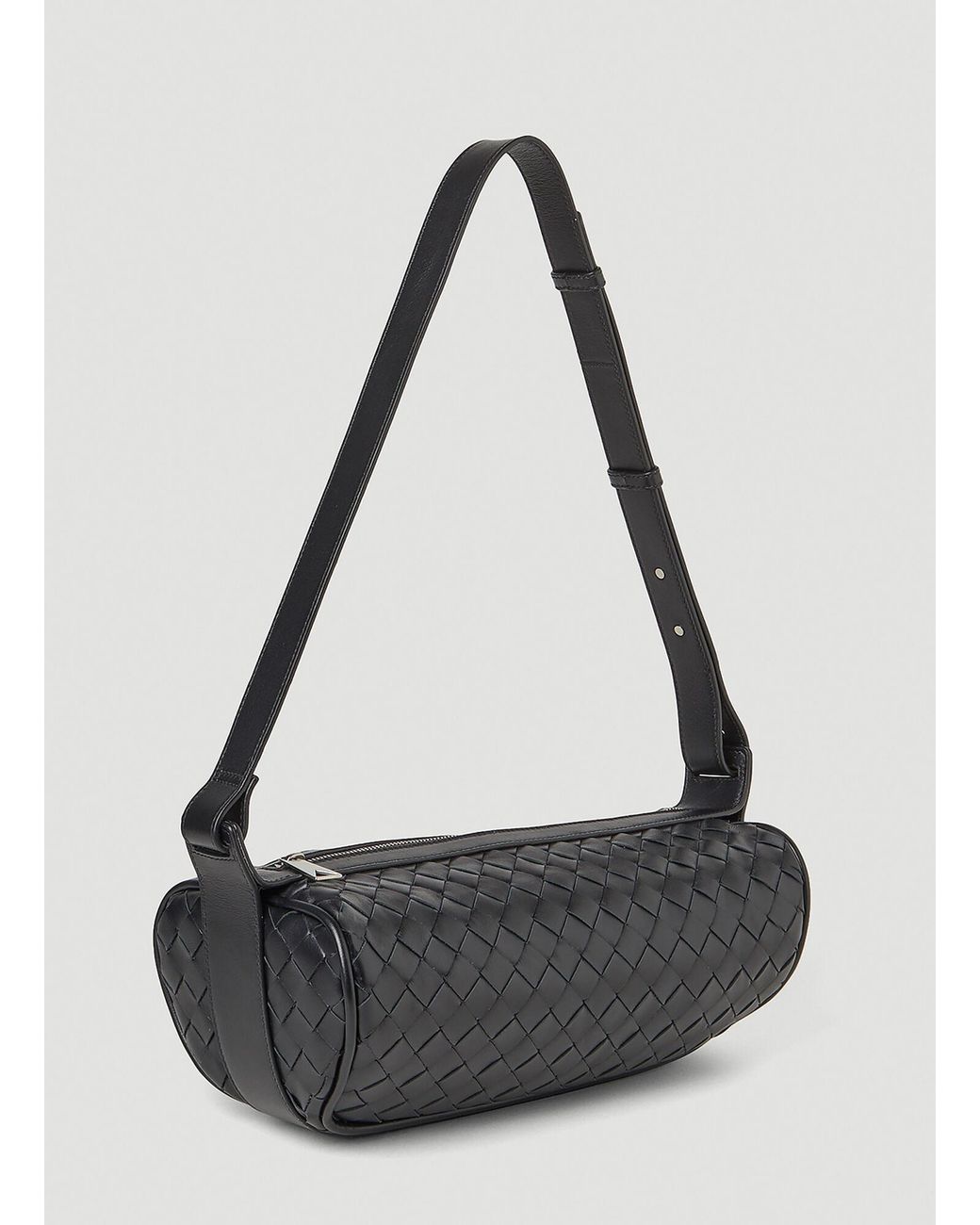 Bottega Veneta Black Intrecciato Woven Cannolo Crossbody Bag for men