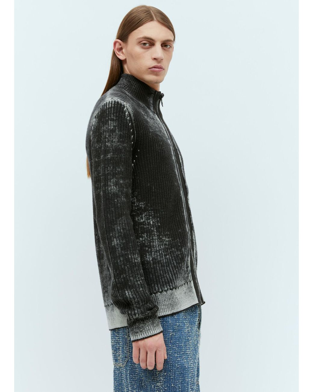 DIESEL K-Arini Zip-Up Knit Sweater in Black for Men | Lyst UK