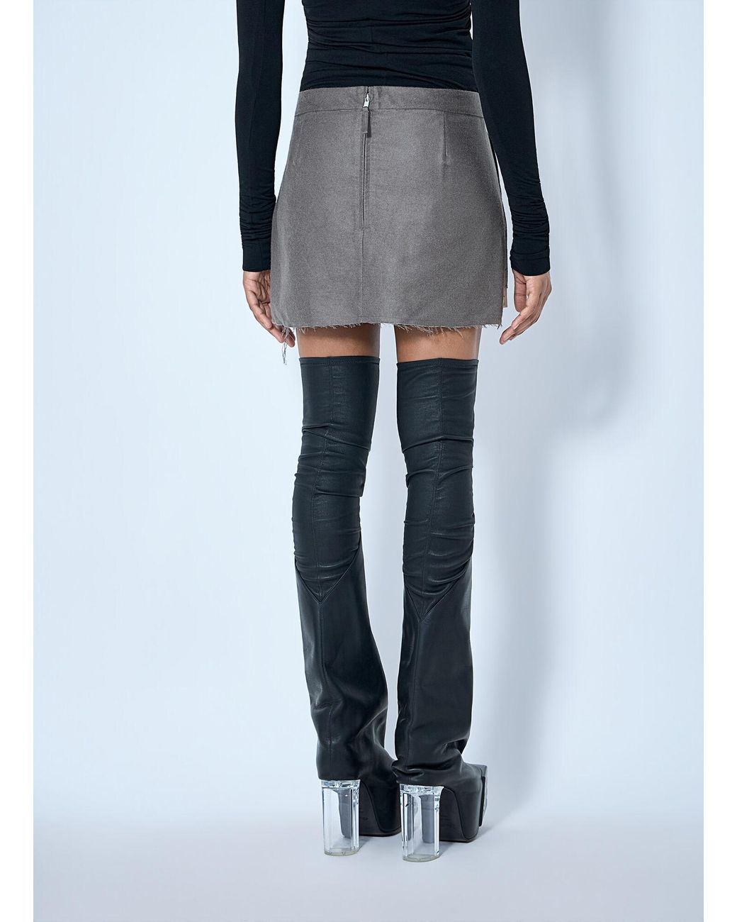 Rick Owens Gray Fog Cutoff Mini Skirt