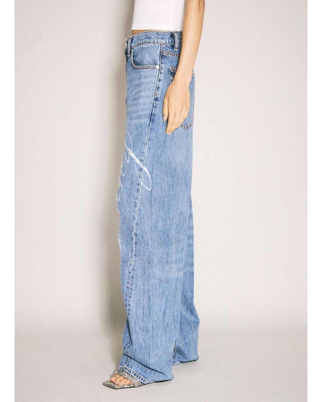 Alexander Wang Cursive Logo Balloon Jeans in Blue | Lyst