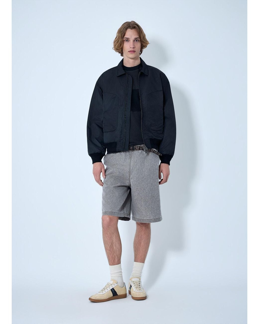 Brain Dead Blue Collared Zip-Front Jacket for men