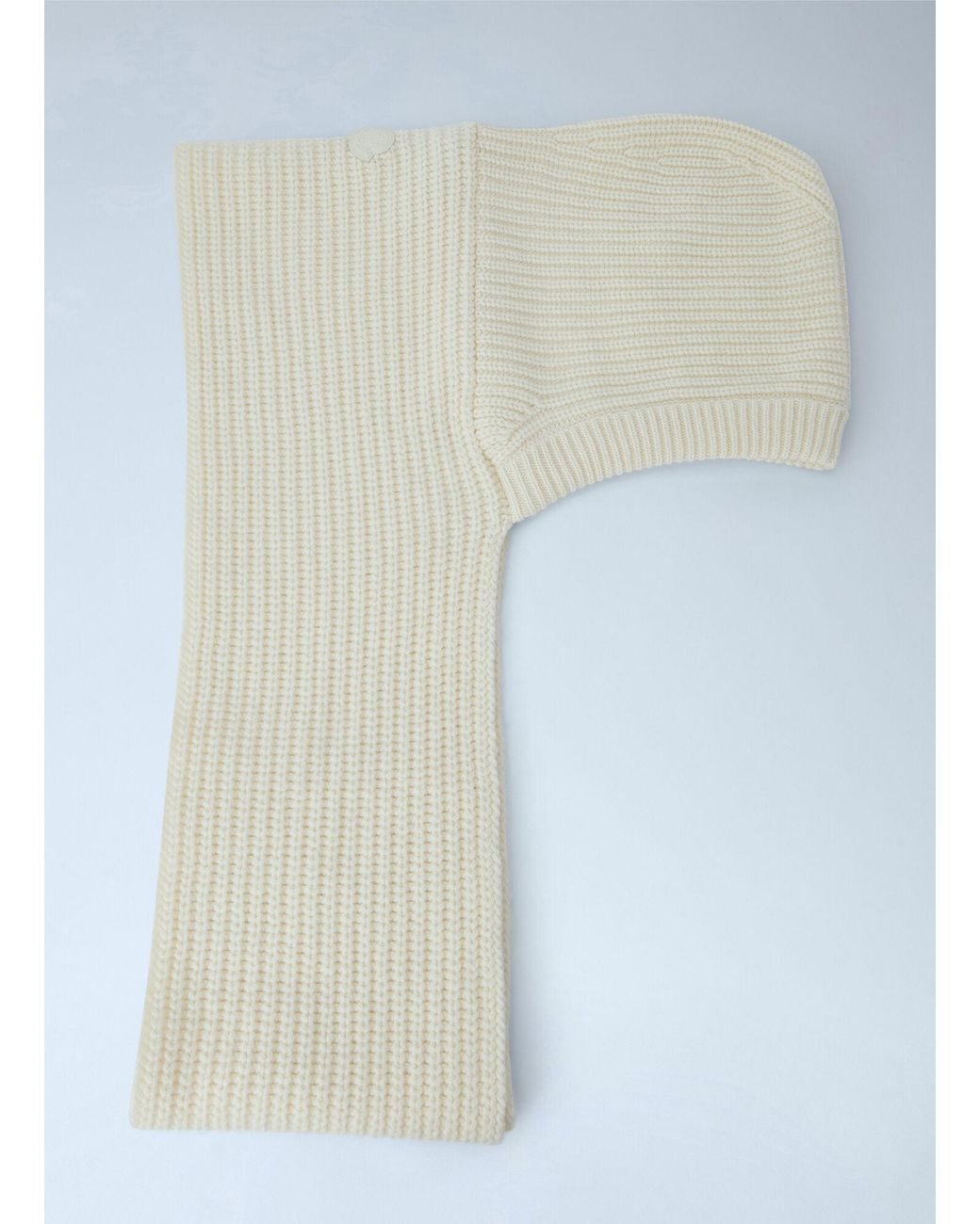 Moncler White Ribbed Knit Balaclava