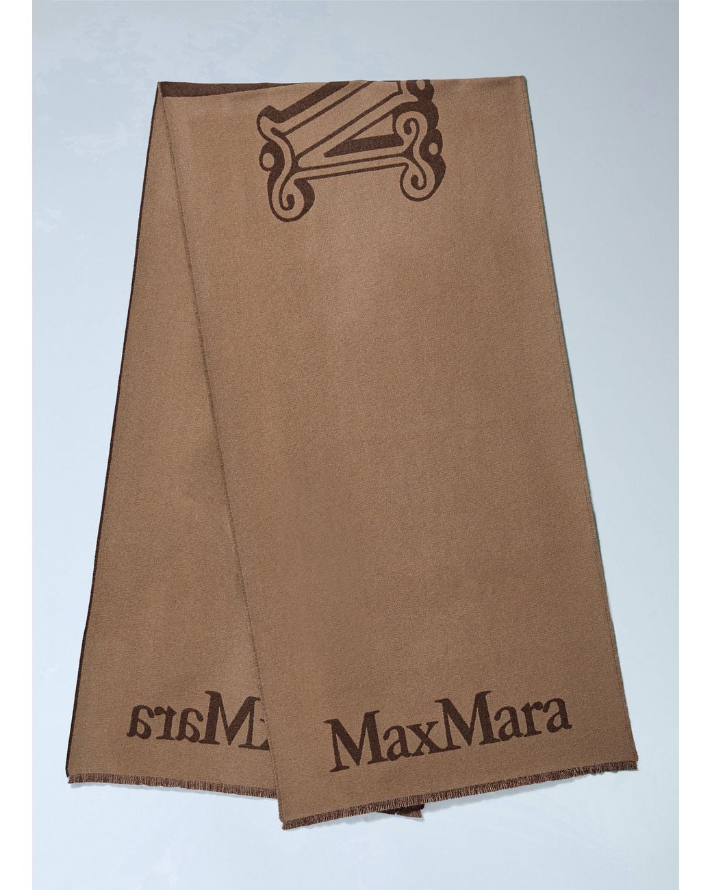 Max Mara Brown Woven Logo Scarf