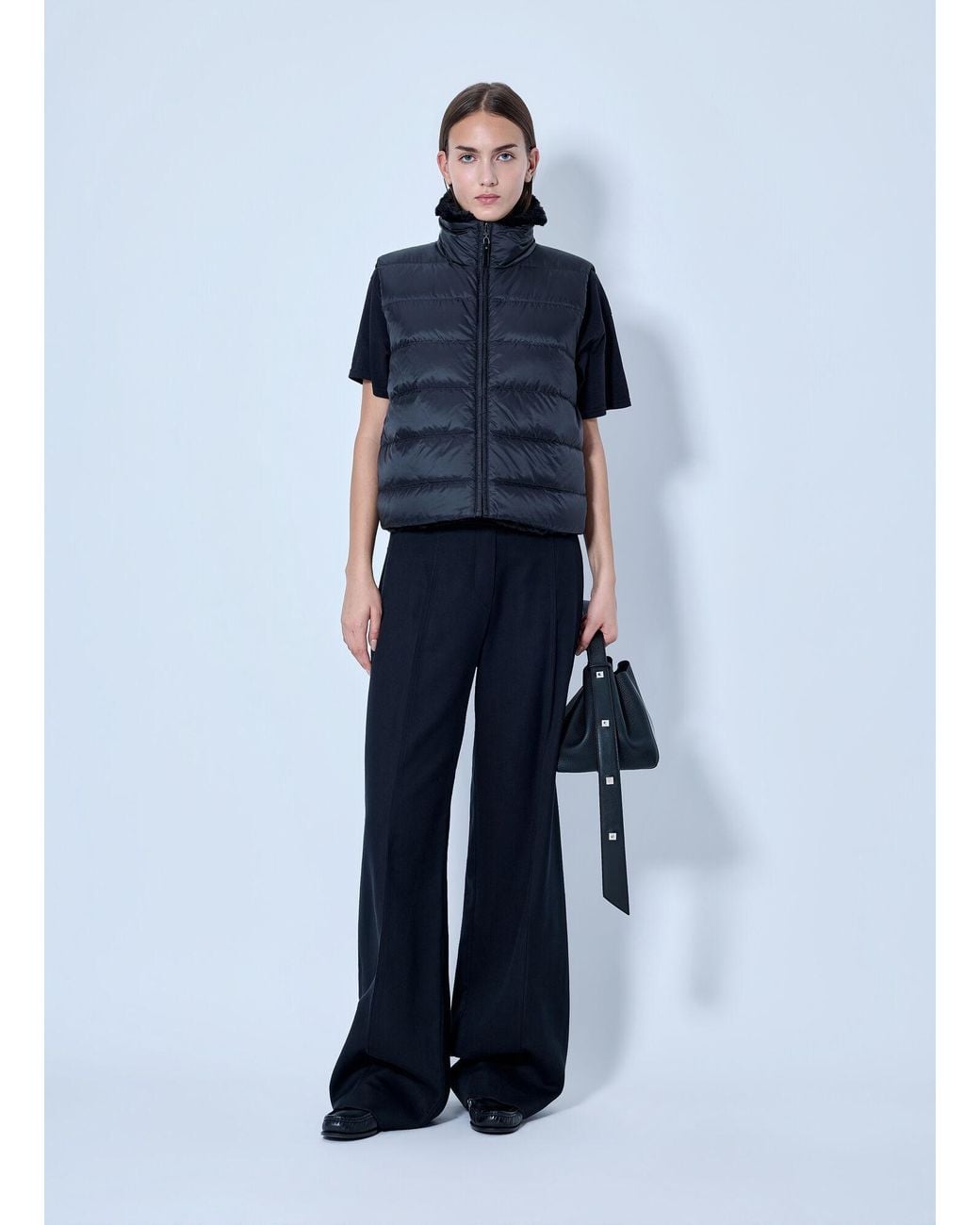 Max Mara Blue Padded Vest With High Collar