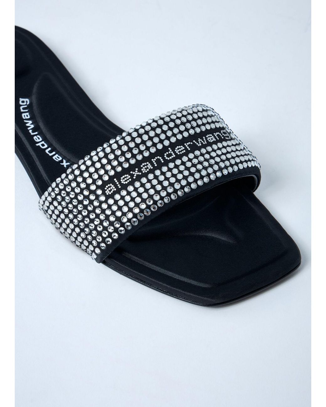 Alexander Wang White Embellished Logo Motif Slides