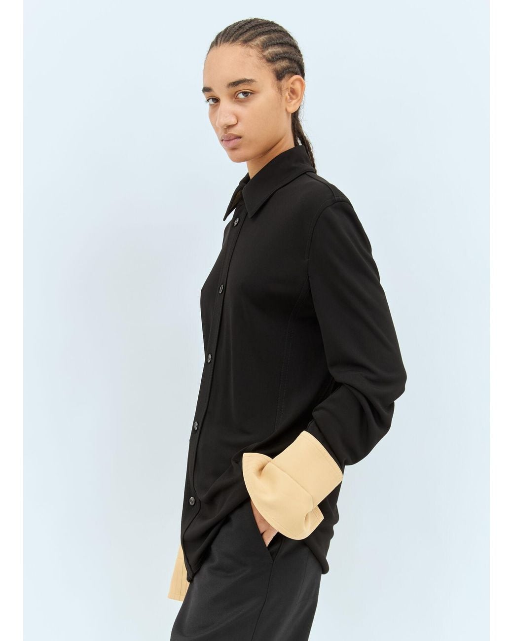 Bottega Veneta Black Fluid Long-Sleeve Shirt