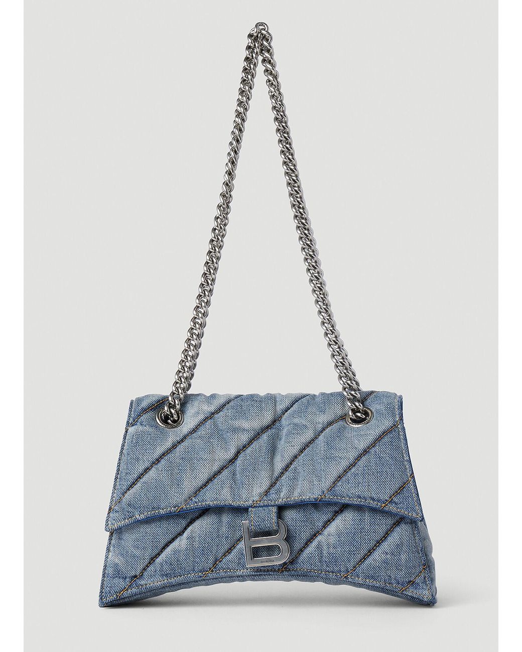 Balenciaga Denim Crush Quilted Shoulder Bag in Blue | Lyst