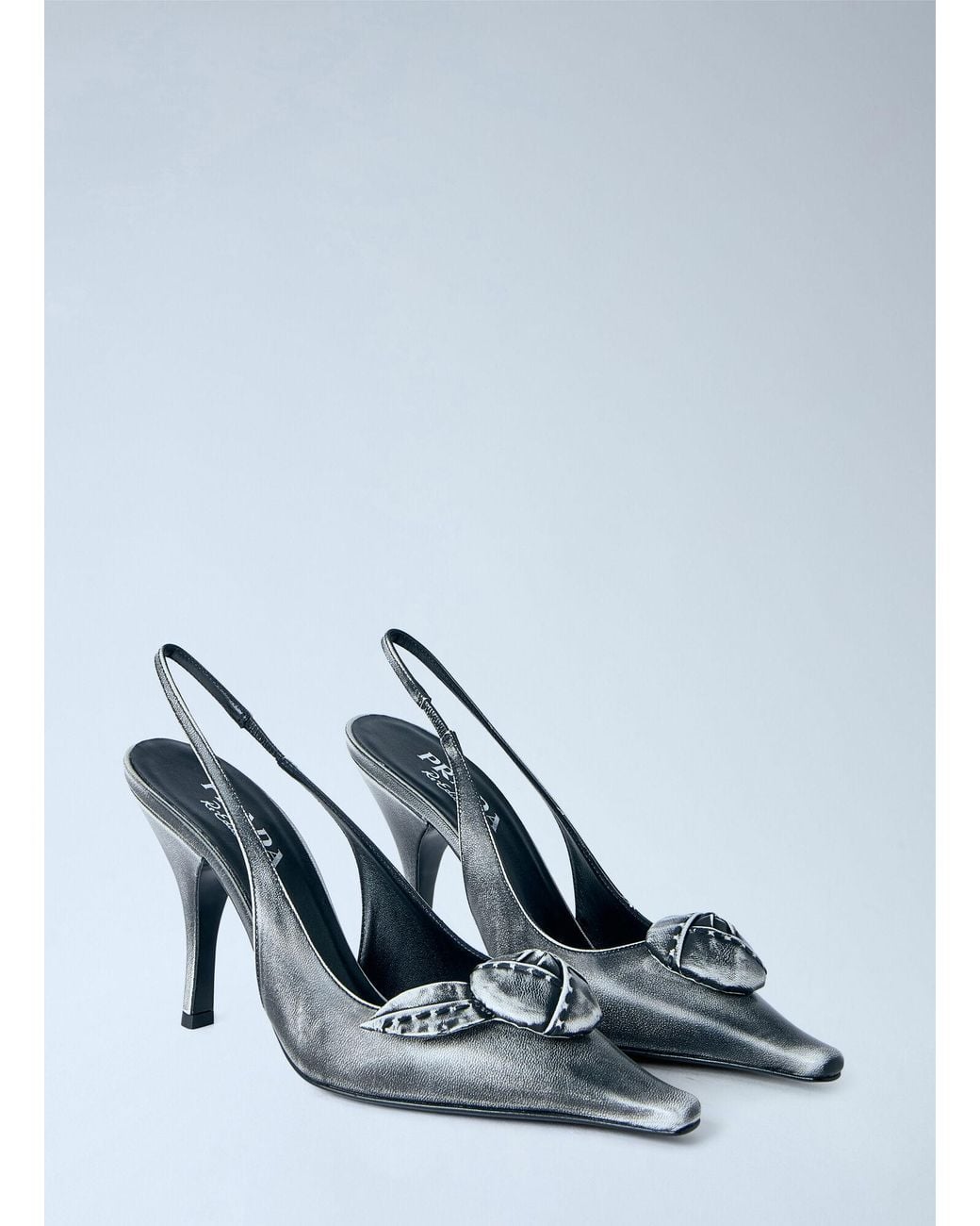 Prada Blue Leather Slingback Pumps
