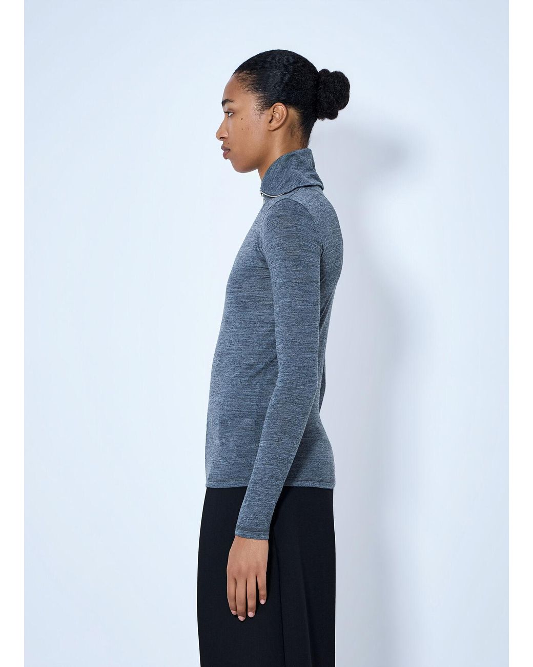 Jil Sander Blue Quarter-Zip Long Sleeve Top
