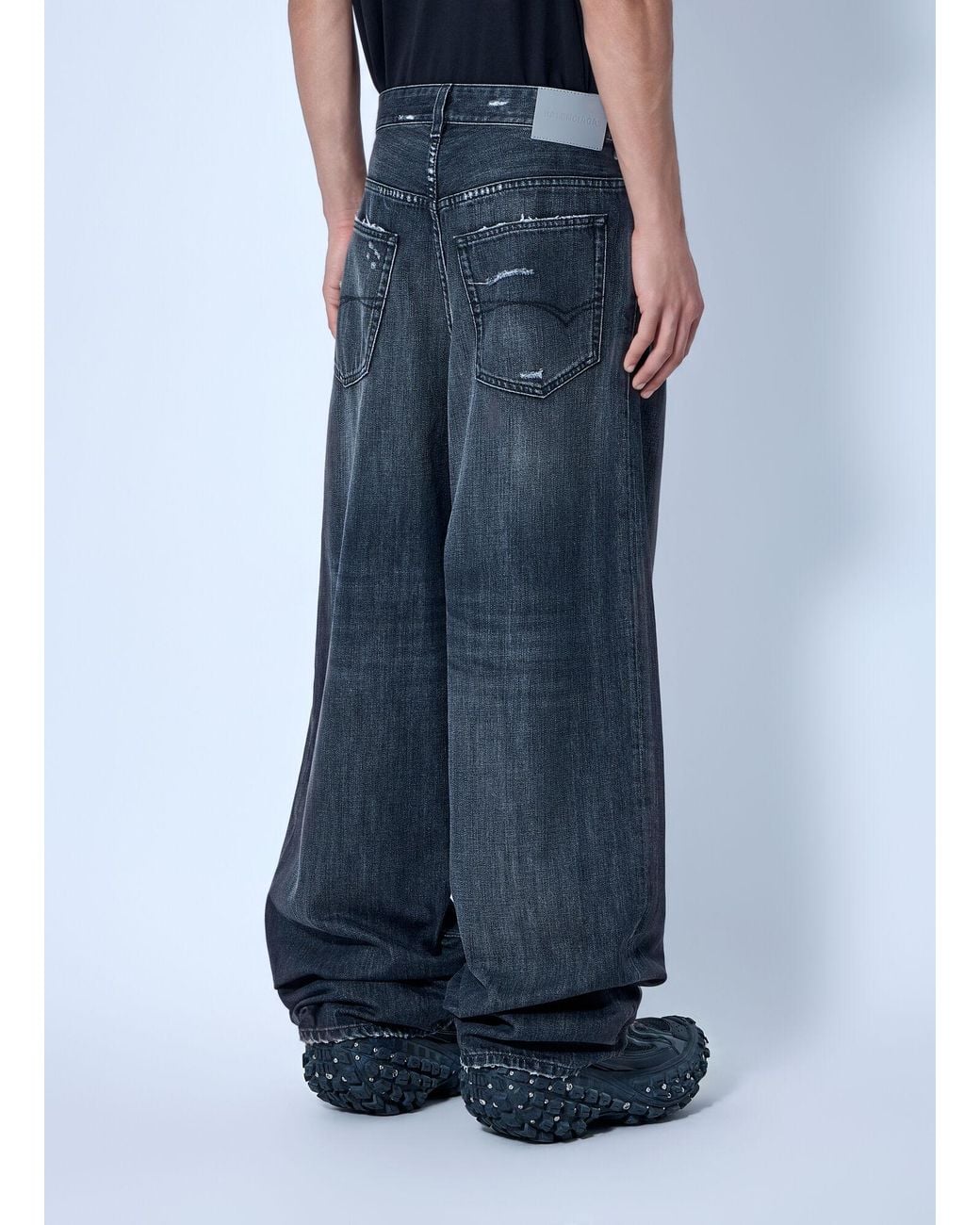 Balenciaga Blue Pleated Baggy Jeans for men