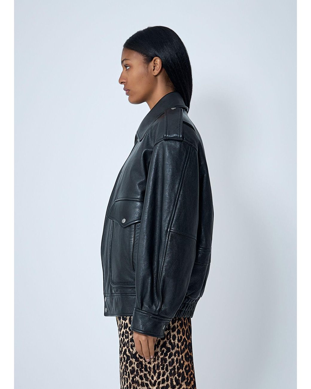 Saint Laurent Blue Grained Leather Jacket