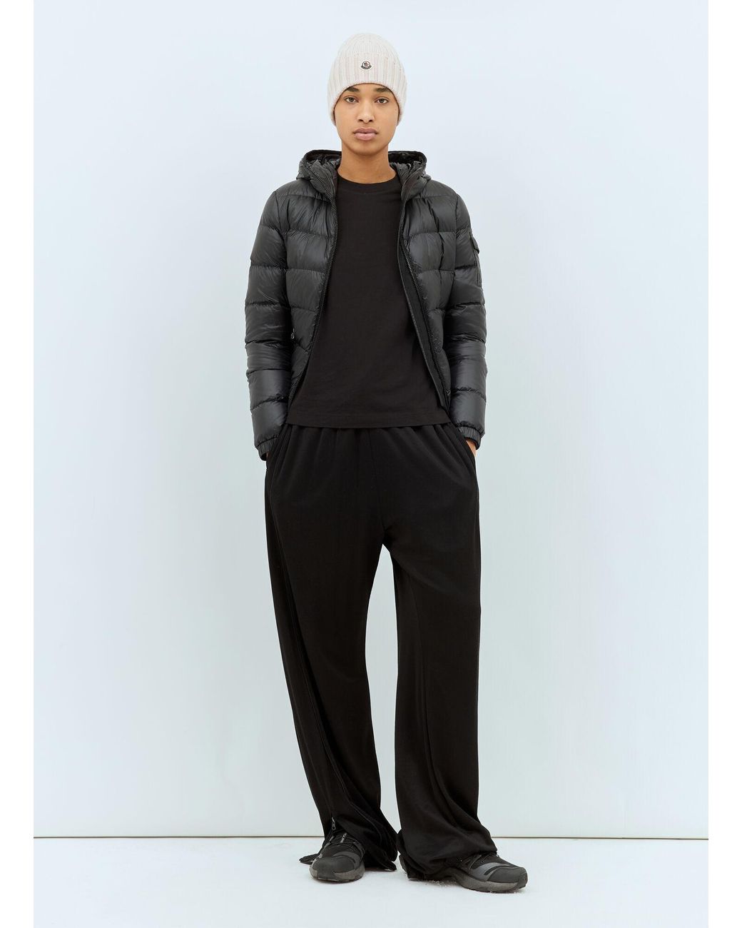 Moncler Gray Gles Hooded Short Down Jacket