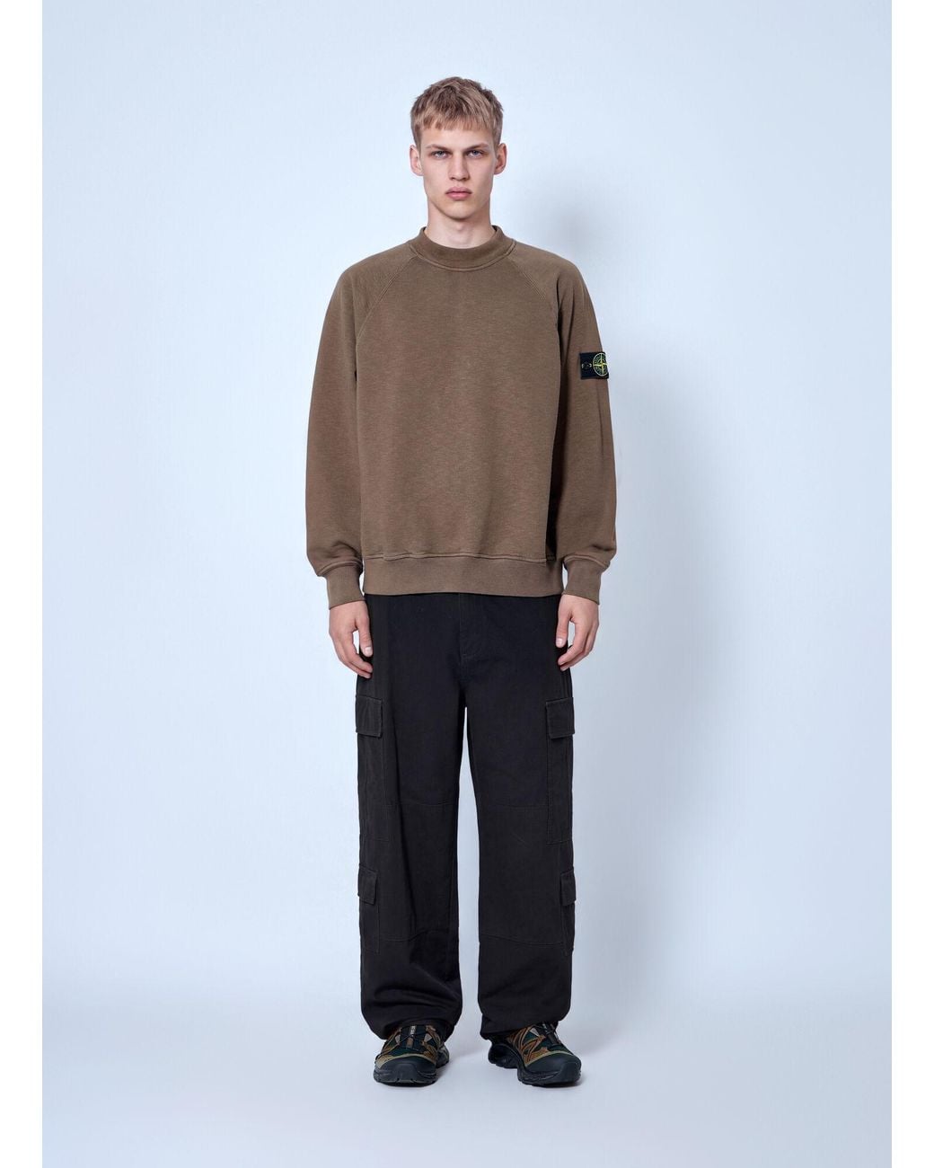 Stone Island Brown Sweatshirt With Logo Patch for men