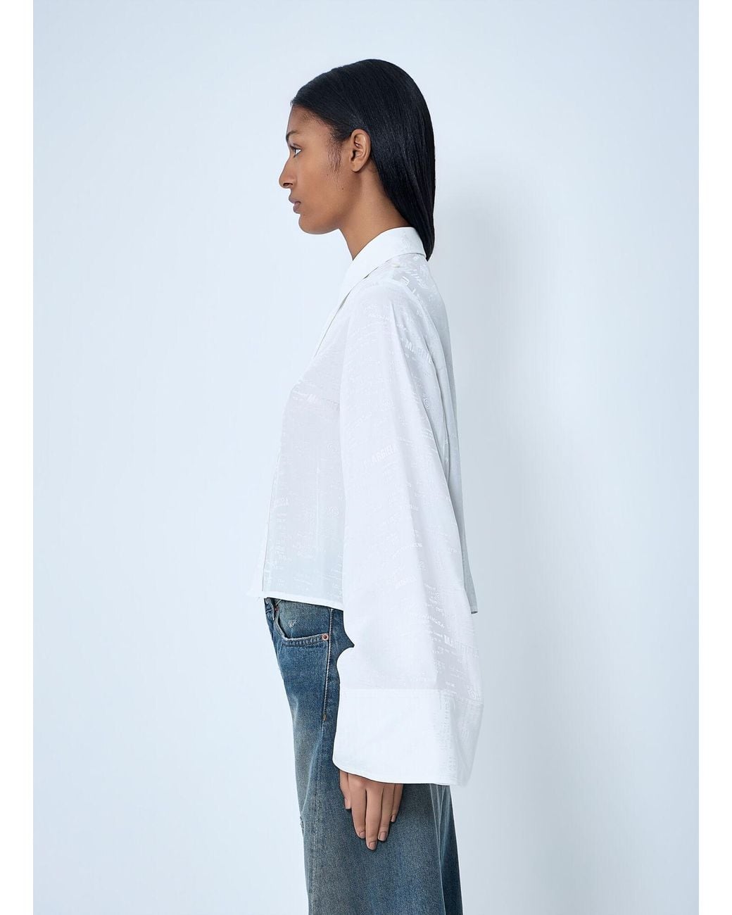 MM6 by Maison Margiela White Button-Down Shirt With Long Flared Sleeves