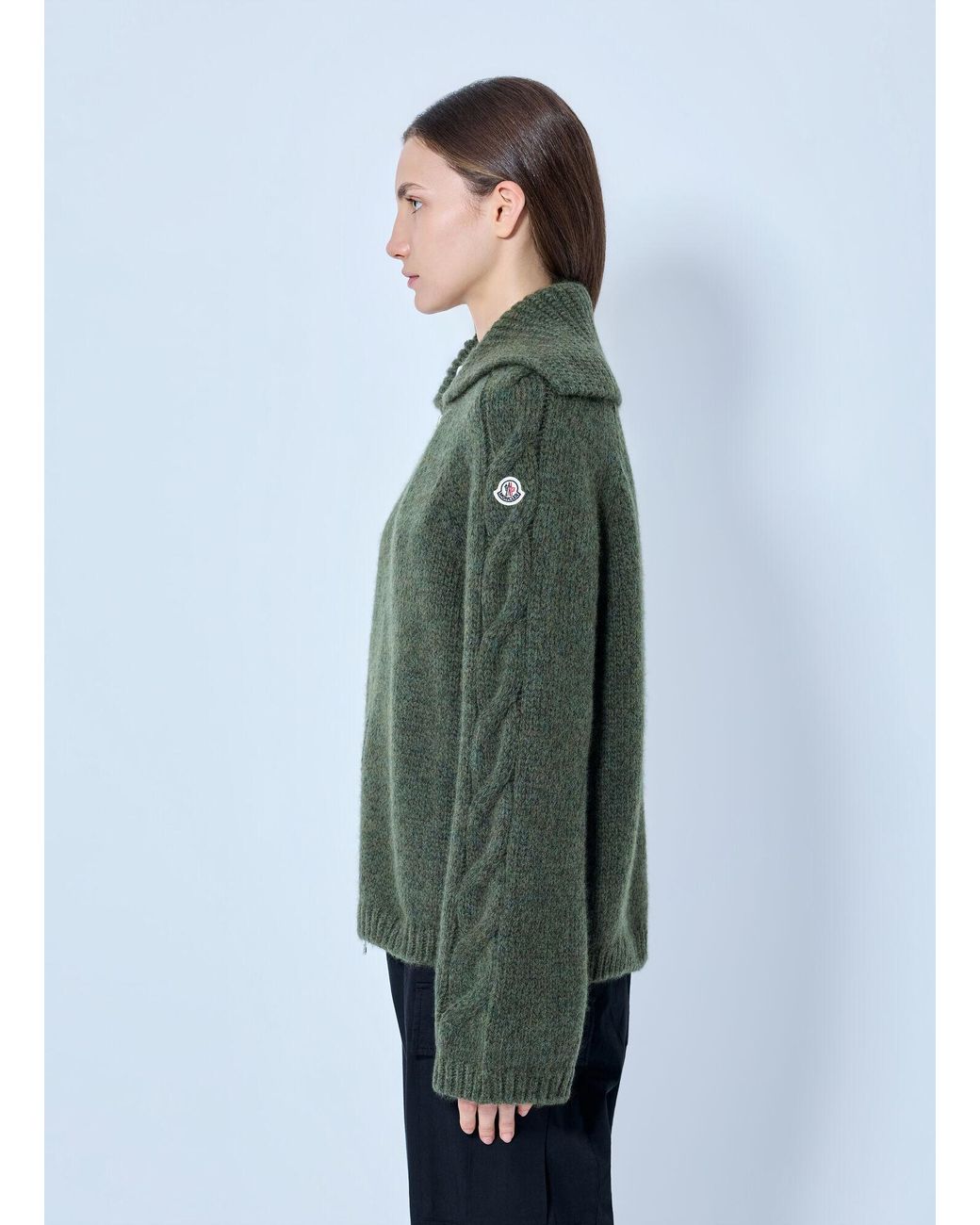Moncler Green Zipped Knit Sweater