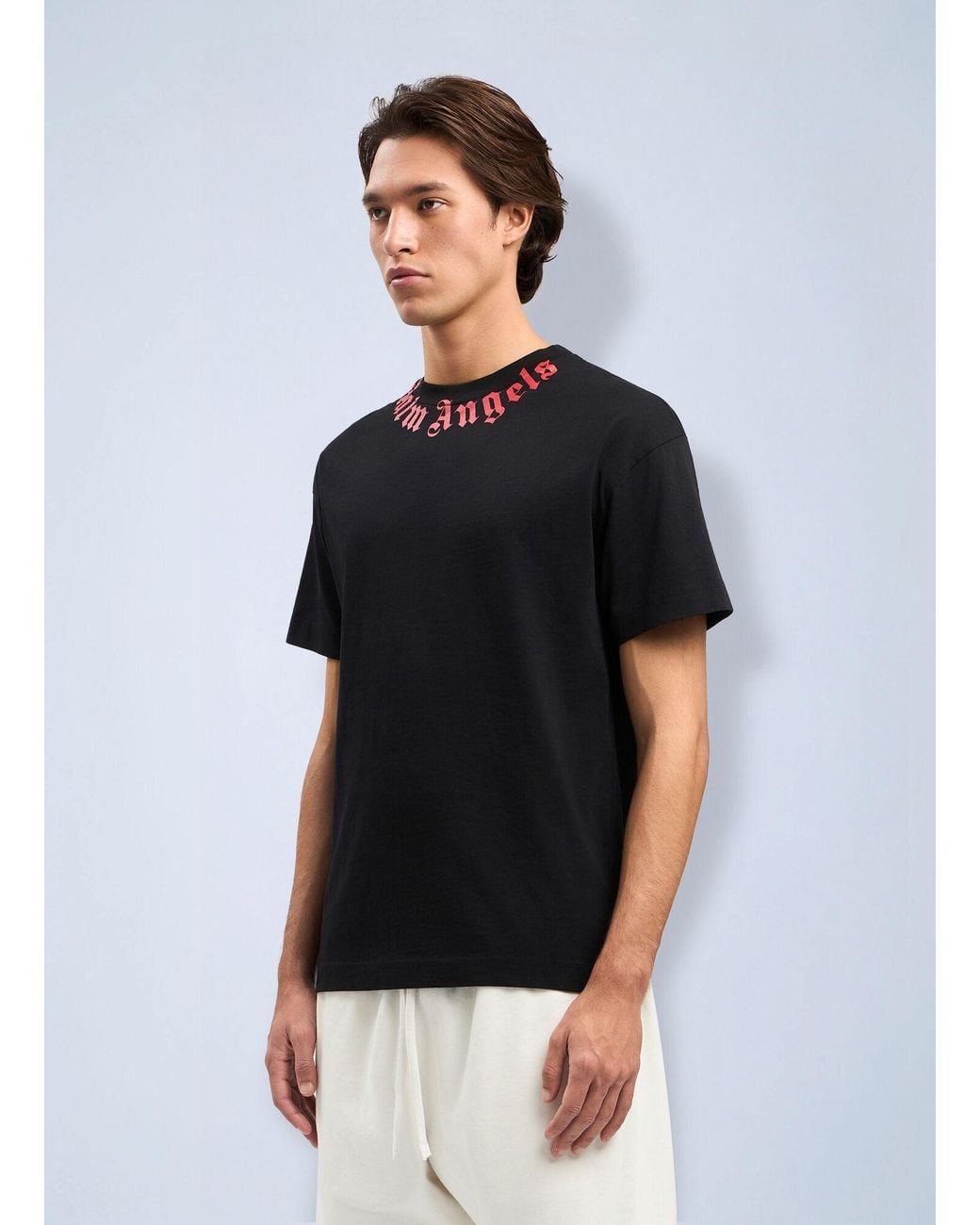 Palm Angels Black Neck Logo T-Shirt for men